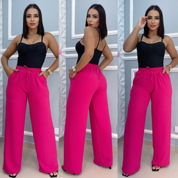 Calça Pantalona Feminina Com Elástico