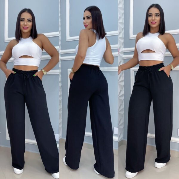 Calça Pantalona Feminina Com Elástico